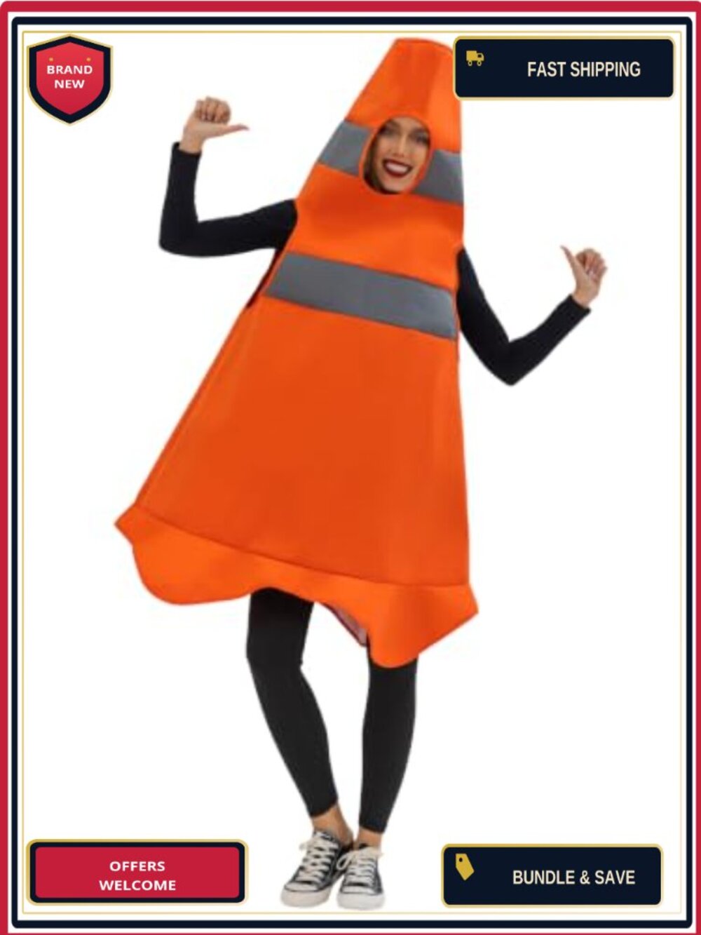 Funny Traffic Cone Halloween Costume Women Tunic Slip-On Party